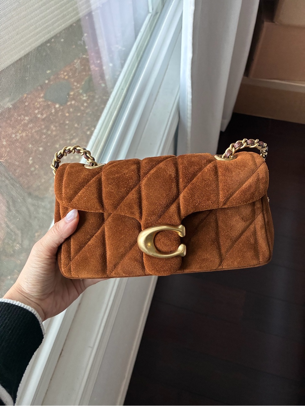 NWT❤️Coach Tabby Shoulder Bag 20 With Quilting Suede Warm Brown Crossbody CCK48 - Picture 3 of 12